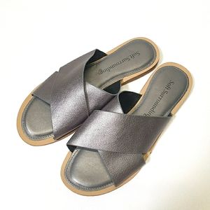 Soft Surroundings Jasper Metallic Slides Sandals size 7.5